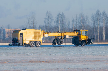 Special snow blower machine for cleaning taxiways and airport runways.