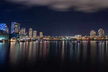 Fototapeta premium A picture of False Creek at night. Long exposure version. Vancouver BC Canada 