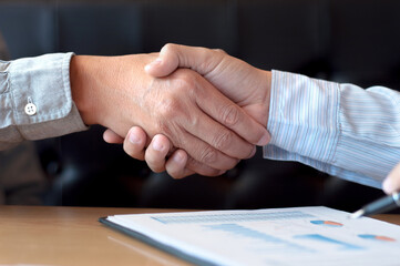 Obraz na płótnie Canvas Teamwork colleagues business people handshake after meeting.