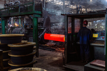 Iron pipe centrifugal pipe casting machine at the foundry
