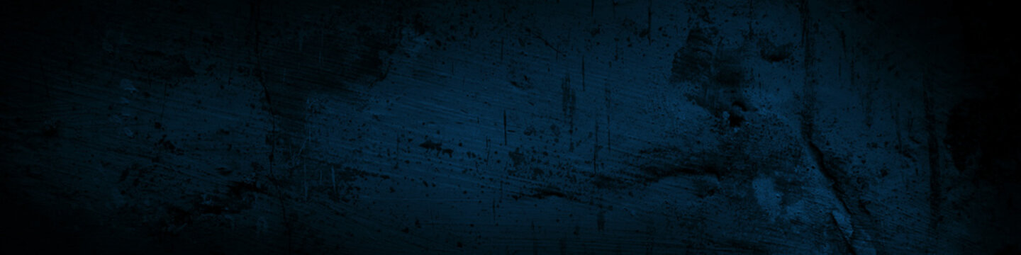 Dark background grunge texture design with distressed dark blue rust pattern, paint splatter, broken cracks and stain