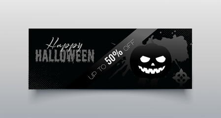 Happy Halloween sale banners or party invitation background template. Social media cover page timeline