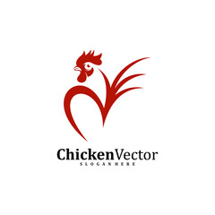 Obraz premium Chicken logo design vector template, Rooster illustration, Symbol icon