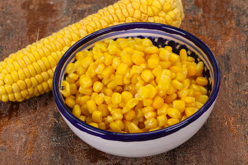 Young corn seeds in the bowl