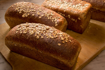 thick bread with fiber and rye and sunflower seeds for sandwiches