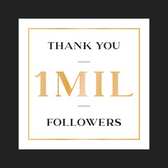 Thank You Followers, One Million Followers, Social Media Influencer, Thank You Post, Vector Text Illustration Background