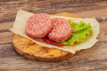 Raw beef cutlet for burger