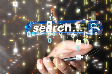 digital search bar engine touch digital 3d concept