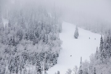 Skiing at Deer Valley, Utah, near Salt Lake City during ski season..