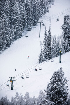 Skiing at Deer Valley, Utah, near Salt Lake City during winter.