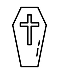 Obraz premium halloween wooden coffin line style icon