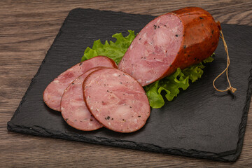Smoked ham sausage with spices