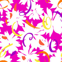 Fototapeta na wymiar Daisies flower silhouettes. Floral seamless pattern. Meadow flowers. Botanical summer background. Trendy fashion flat design.