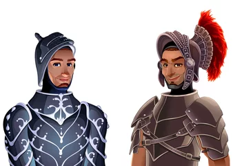 Poster Paar ridders. Vector fantasie geïsoleerde karakters voor games en app. © ddraw