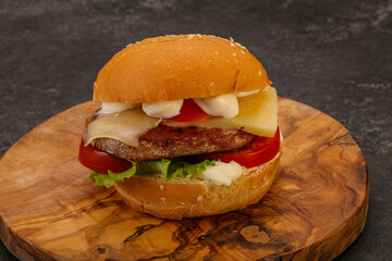 Delicous burger with tuna fish