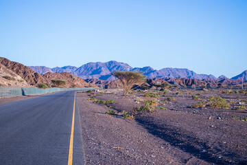 Mountainous road in emirate of Sharjah, UAE