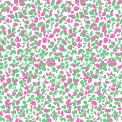 Simple botanical background. Nature ornament. Seamless pattern made of plain flower buds. Glade of small modest daisies. Trendy flat illustration. Fashion, textile and fabric application.