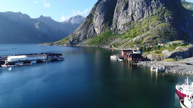 view of a beautiful town with a bay in the fjords