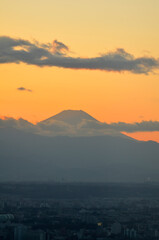 富士山の見える東京の夕焼け