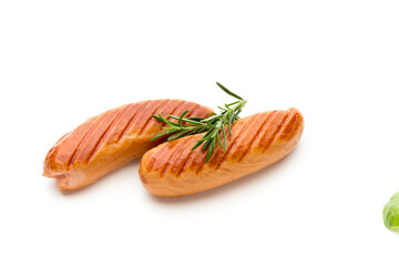 Pork sausage isolated on white background.