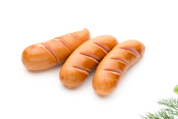 Pork sausage isolated on white background.
