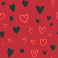 Heart doodles texture. Hand drawn valentine's day pattern. Hearts background.