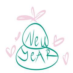 New year text design in the shape of Christmas tree hearts