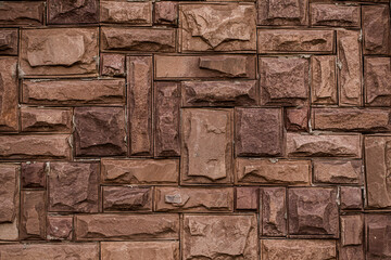 Abstract geometric background with wall lined with decorative tiles. Place for text