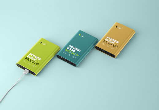 Glossy Power Banks Mockup
