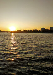 Evening and Sunset river. sunset on the waterfront