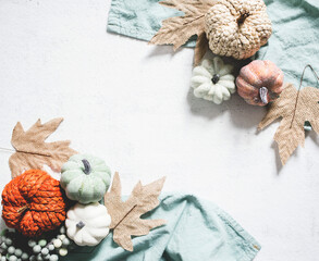 Fall Background with White Space and Pumpkin Border