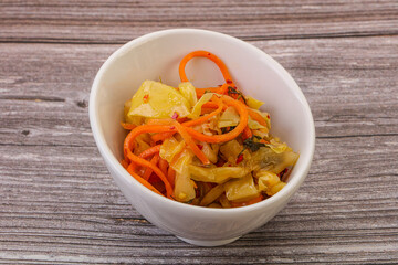 Spicy pickled cabbage with carrot