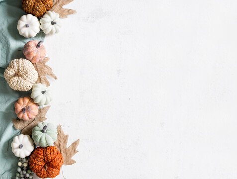 Fall Background with White Space and Pumpkin Border