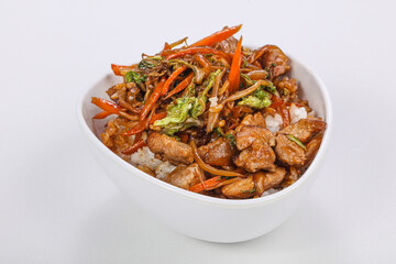 Asian cuisine - Steamed rice with pork