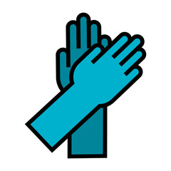 Blue gloves for cleaning. Vector isolated illustration on white background.