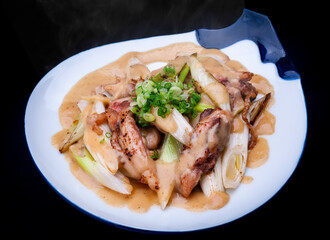 Stir fried chicken and onion with miso.
