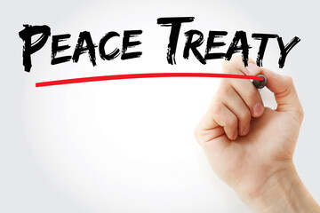 Peace Treaty text with marker, concept background