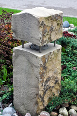 Basalt natural stone column landscape lighting .