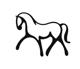 Minimalist outline horse icon logo template vector illustration