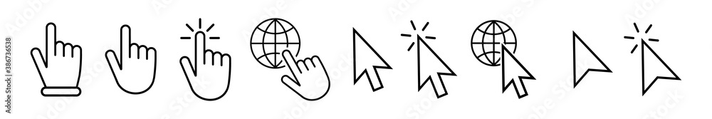 Fototapete computer mouse click cursor gray arrow icons set and loading icons. cursor icon. mouse click cursor 