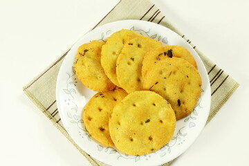 indian traditional food spicy fried methi puri or masala puri