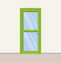 Interior doors, office, entrance. Door icon. Cartoon colourful front doors. Vector illustration in minimalistic flat design style.