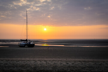 Spiekeroog, Germany, Sunset on the beach