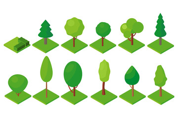 Isometric trees icon.Vector illustration isolated on white background.