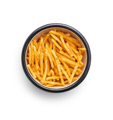 French fries. Fried mini potato sticks in bowl.