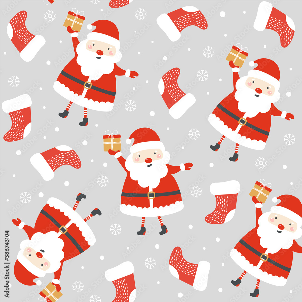 Wall mural seamless pattern with santa. christmas pattern. vector