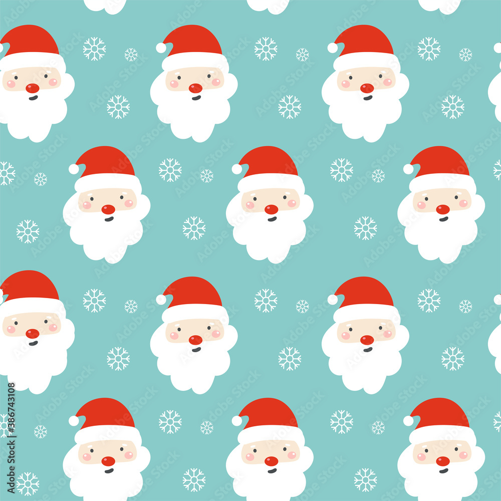 Wall mural seamless pattern with santa. christmas pattern. vector