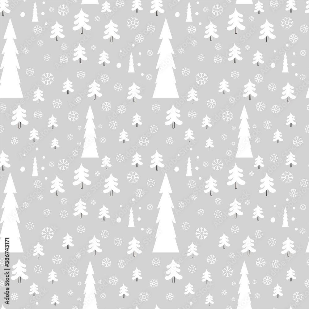 Wall mural seamless pattern with christmas tree. winter pattern. vector