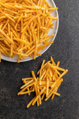 French fries. Fried mini potato sticks.