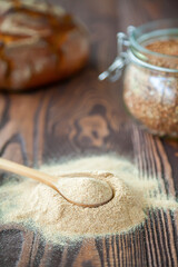 Spoon with buckwheat flour